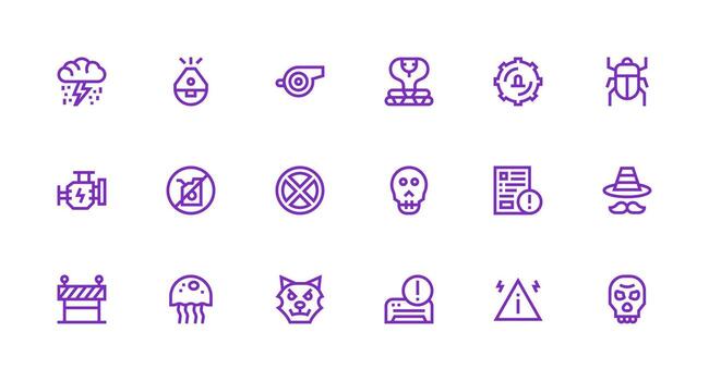 Warning Set with 18 Strong Stroke Line Icons Neutral Style Icons for Any Project vector