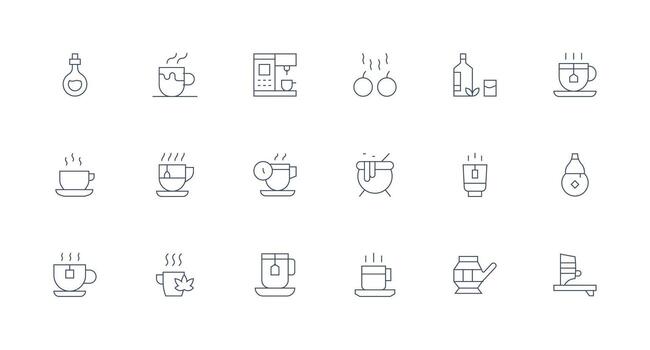 Brew Set with 18 Minimal Line Icons Customizable Icon Series for Mobile Screens vector
