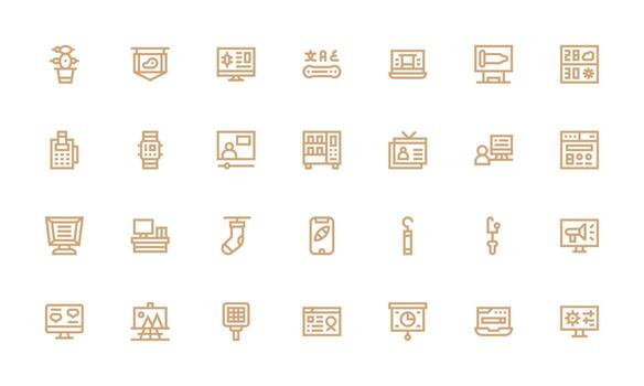 28 Bold Line Vectors for Display Theme High-Resolution Icons for Any Platform