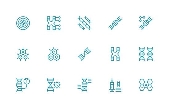Molecular Set with 15 Regular Line Icons Responsive Icon Set for Flexible Layouts vector