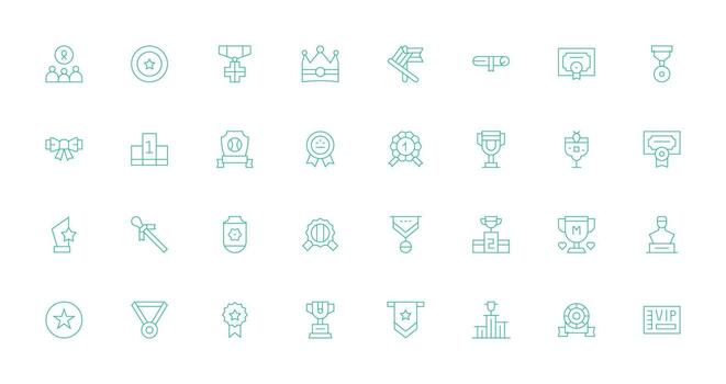 Thin Line Style Honor Icons with 32 Vectors Core Icon Collection for Daily Tasks