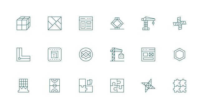 18 mínimo línea estilo íconos desde marco de referencia colección digital icono colección vector