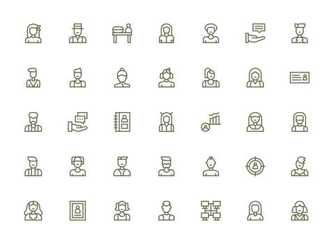 Regular Clean Line Icons from Client Set with 35 Vectors Web Icon Collection