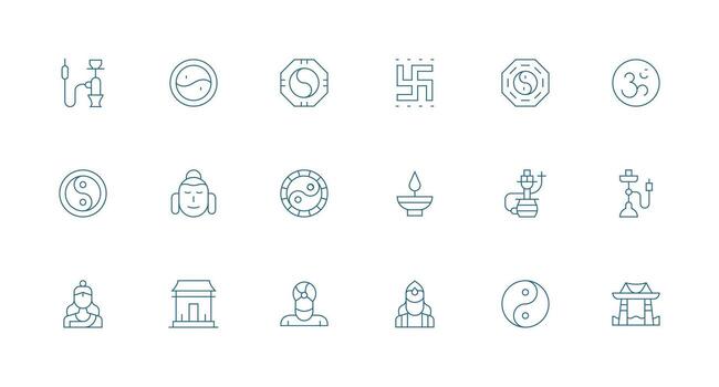 oriental icono conjunto con 18 mínimo línea gráficos icono conjunto para aplicaciones vector