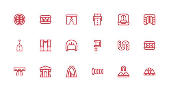 Tunnel Icon Set with 18 Strong Stroke Line Graphics Optimized Icon Pack for Digital Products vector