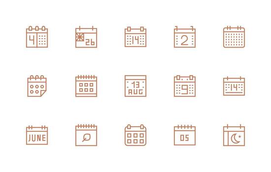mes presentando 15 íconos en regular línea diseño simplificado icono paquete para visual herramientas vector