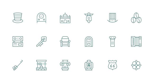 18 Icons for Classic in Minimal Line Format Complete Icon Set for Mobile Apps vector