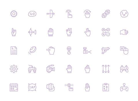 35 íconos para acción en ligero línea formato completar icono haz para web diseño vector