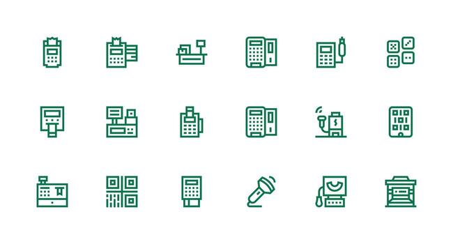 18 Strong Stroke Line Style Icons from Scanner Collection High-Resolution Icons for Any Platform vector