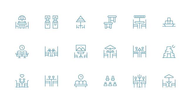 Chairs Design Icons featuring 18 in Minimal Line Style Dashboard Icon Series vector