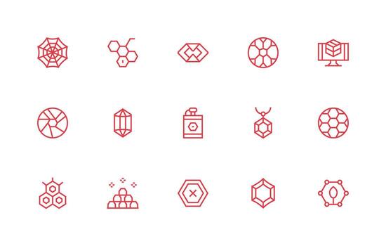 15 Hexagon Icons in Regular Line Aesthetic Design Ready Icon Set for Teams vector