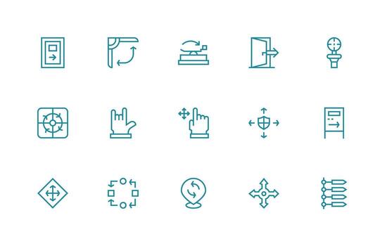 Directional Icon Set with 15 Regular Line Graphics Well-Structured Icons for Creative Use vector