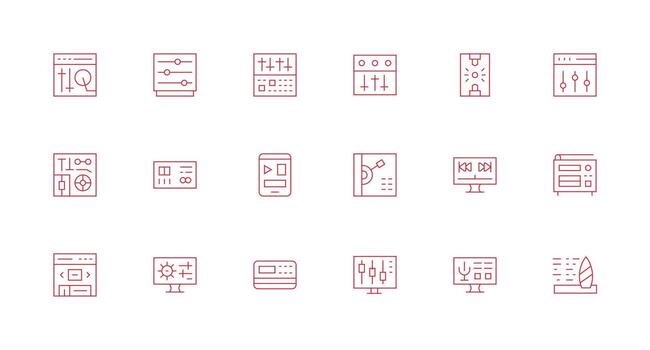 18 mínimo línea vectores para control S tema icono conjunto para web