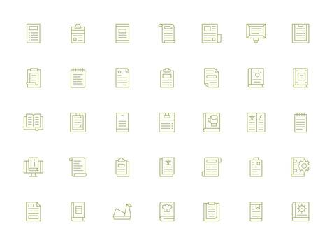 instrucciones icono conjunto con 35 ligero línea gráficos sensible icono conjunto para flexible diseños vector