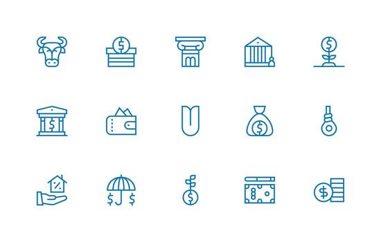 Capital Visual Pack containing 15 Regular Line Icons Flexible Icon System for Web Interfaces vector
