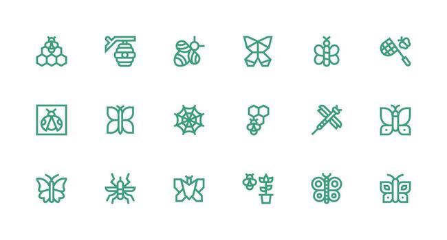 Strong Stroke Line Icons from Insect Set with 18 Vectors Display Icon Pack