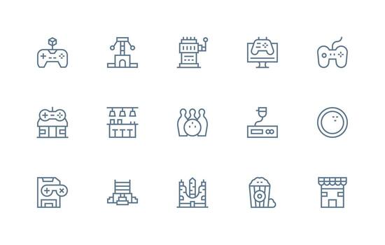 15 Regular Line Icons for Arcade Graphics Flexible Icon System for Web Interfaces vector