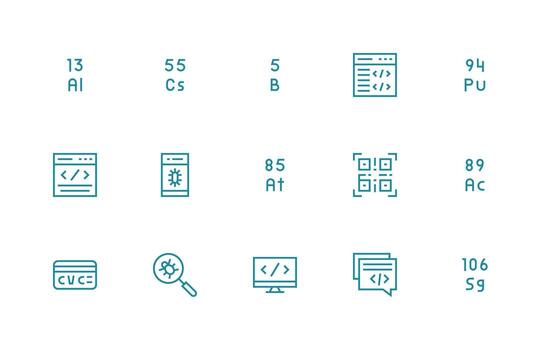 código icono colección con 15 regular línea diseños contorno icono paquete vector