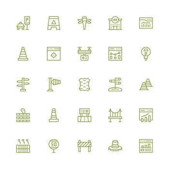 Traffic featuring 25 Icons in Medium Stroke Outline Design Simple Icons for Interface and Wireframes vector