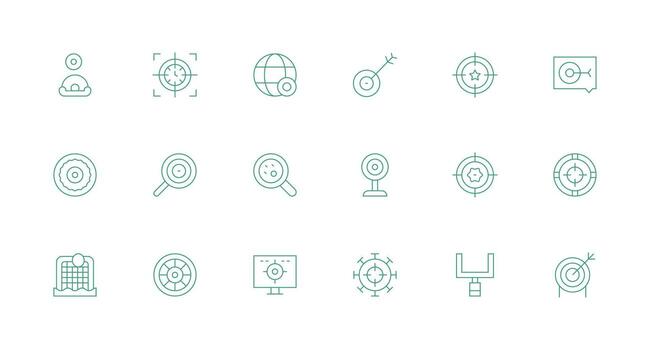 Minimal Line Icons from Objective Set with 18 Vectors Clean Icon Pack