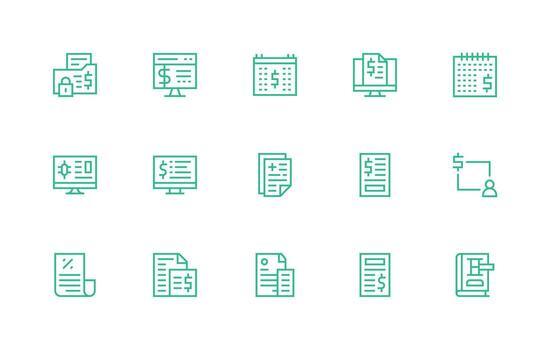 Billing Set with 15 Regular Line Icons Multi-Style Icons for Creative Projects vector