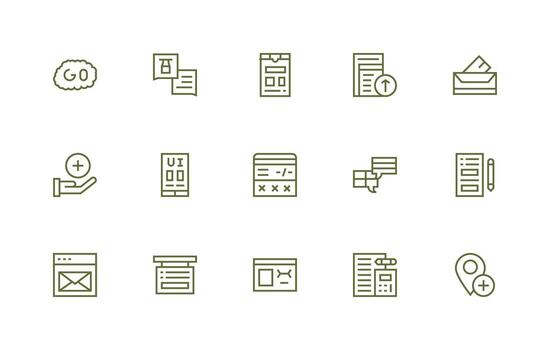 Regular Line Icons from Submit Set with 15 Vectors Clean Icon Set Icon Pack for UI Projects