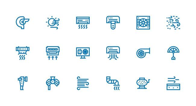 18 Strong Stroke Line Style Icons from Airflow Collection Icon Pack for UI vector