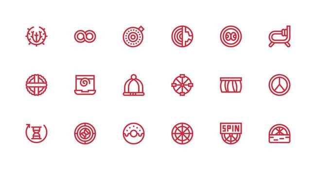 Strong Stroke Line Icons from Circular Set with 18 Vectors Lightweight Icon Series