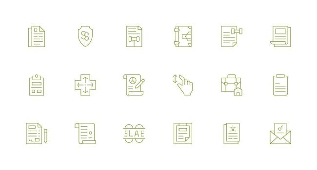 Contract Icon Set with 18 Minimal Line Graphics Theme-Based Icon Pack vector