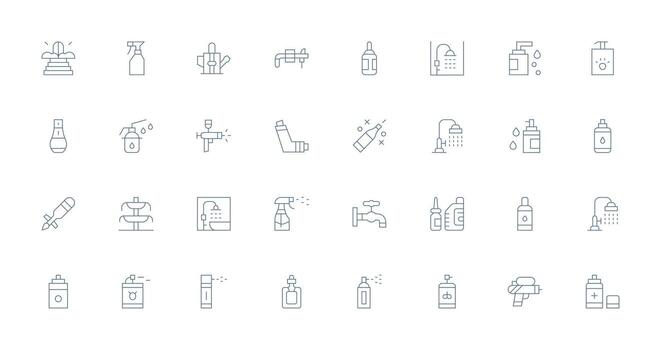 rociar conjunto con 32 Delgado línea íconos interfaz íconos para diario utilizar vector