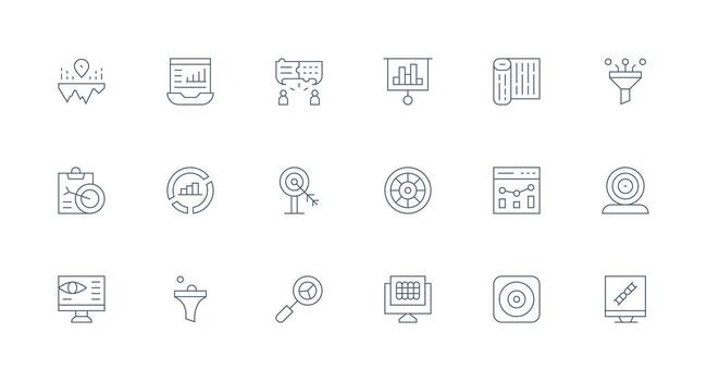 Visualization featuring 18 Icons in Minimal Line Design Reliable Icons for All Interfaces vector