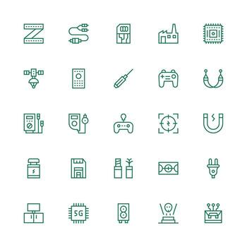 Electronics Design Icons featuring 25 in Medium Stroke Outline Style Neutral Style Icons for Any Project vector
