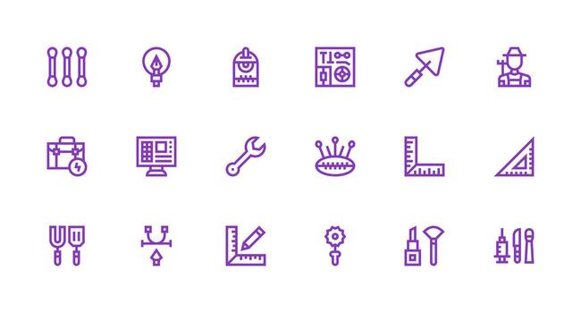 18 fuerte carrera línea estilo íconos desde herramientas colección web y aplicación icono paquete colección vector