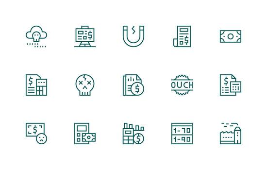 Loss Icon Collection with 15 Regular Line Designs Clear and Concise Icon Set Collection vector