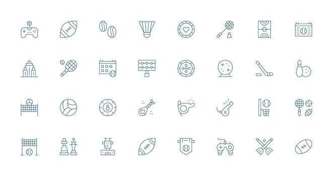 Game Visual Pack containing 32 Thin Line Icons Well-Structured Icons for Creative Use vector