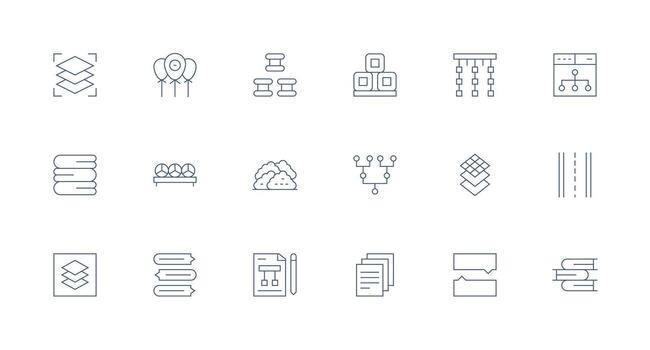18 Grouping Icons in Minimal Line Aesthetic Fully Editable Icon Set for Web vector