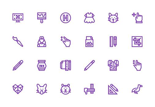 Graphic Design Design Icons featuring 24 in Thick Line Line Style Reusable Icon Set vector