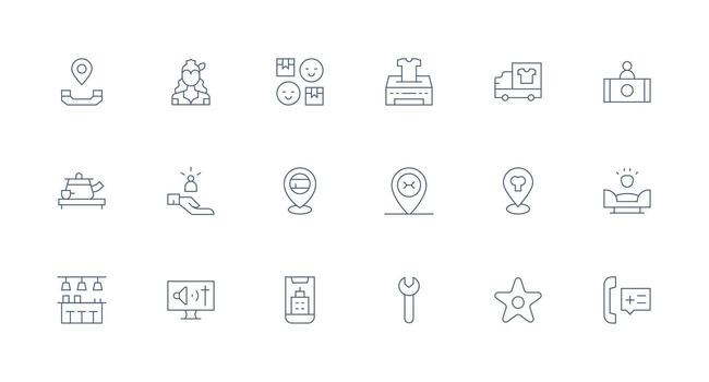 18 Minimal Line Style Icons from Service Collection Reusable Icon Set vector