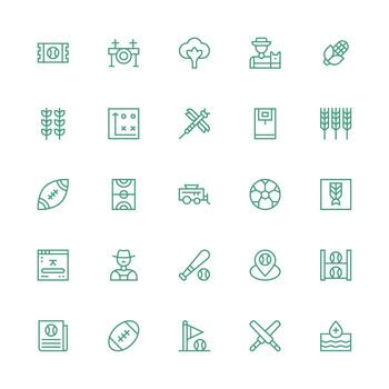 25 Medium Stroke Outline Style Icons from Field Collection Quick Access Icons for UI Development vector
