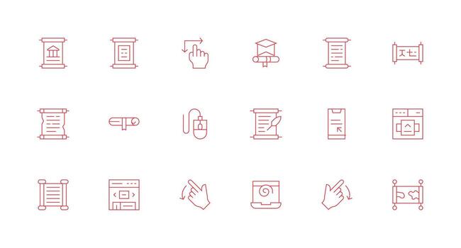 mínimo línea estilo Desplazarse íconos con 18 vectores general utilizar icono paquete