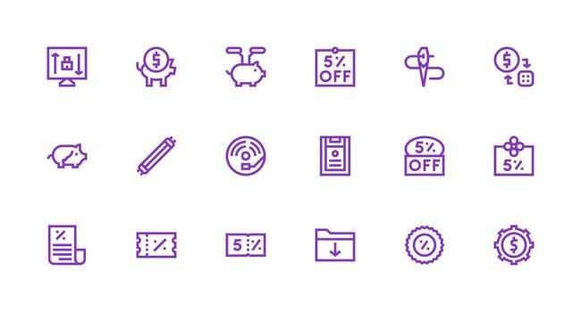 Saving featuring 18 Icons in Strong Stroke Line Design Scalable Icons for All Themes vector