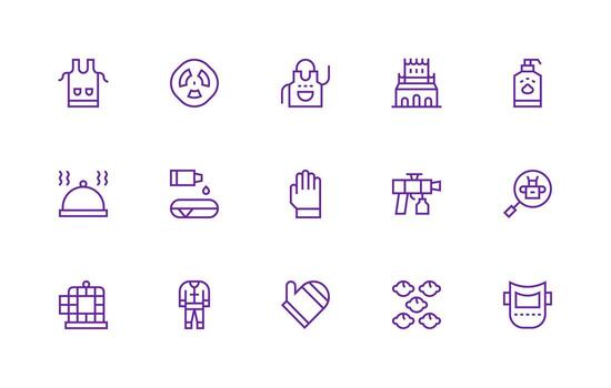 Protective Set with 15 Regular Line Icons UI and UX Focused Icon Collection vector