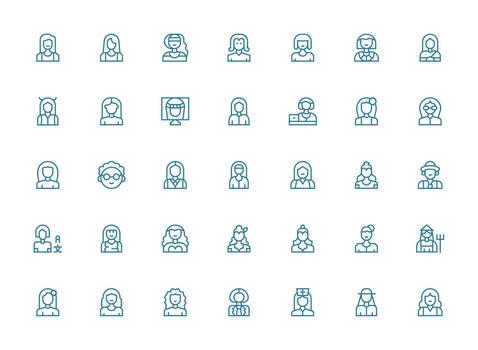 35 Regular Clean Line Style Icons from Woman Collection Core Icon Collection for Daily Tasks vector
