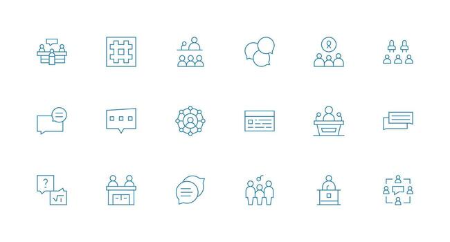 Forum Set with 18 Minimal Line Icons Clean Icon Collection for Web Use vector