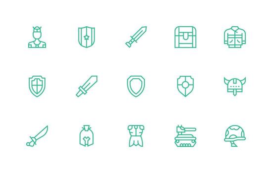 15 Regular Line Icons for Armor Graphics Complete Icon Bundle for Web Design vector