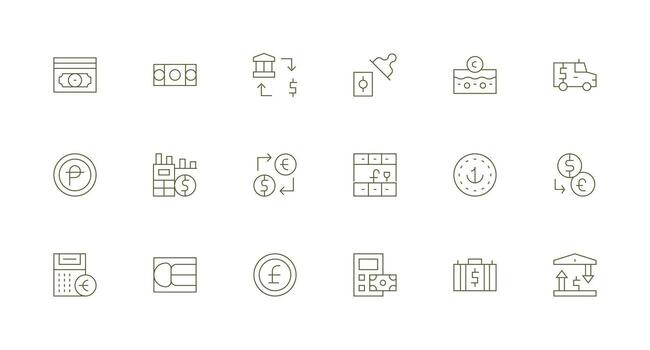 18 Icons for Euro in Minimal Line Format Complete Icon Bundle for Web Design vector