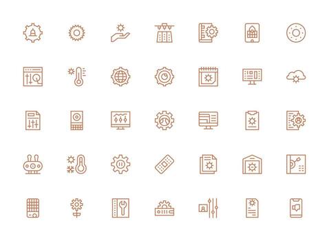 35 Icons for Settings in Regular Clean Line Format Editable Icon Collection vector