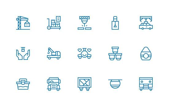 15 Regular Line Icons for Transporting Graphics Universal Icon Pack vector