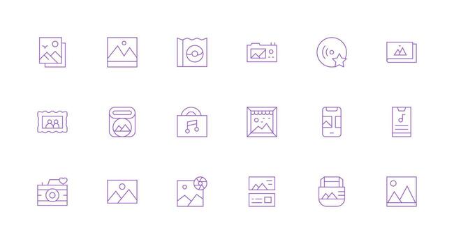 Minimal Line Style Album Icons with 18 Vectors Web and App Icon Pack Collection