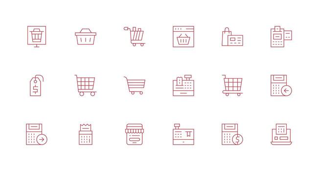 Minimal Line Icons from Checkout Set with 18 Vectors Complete Icon Set for Mobile Apps